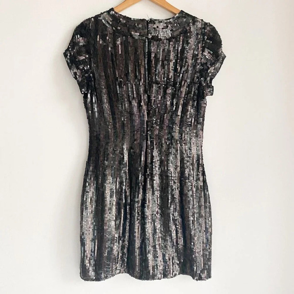 PArker All Sequin Black Brown Flapper Style Mini Dress M - Picture 10 of 10